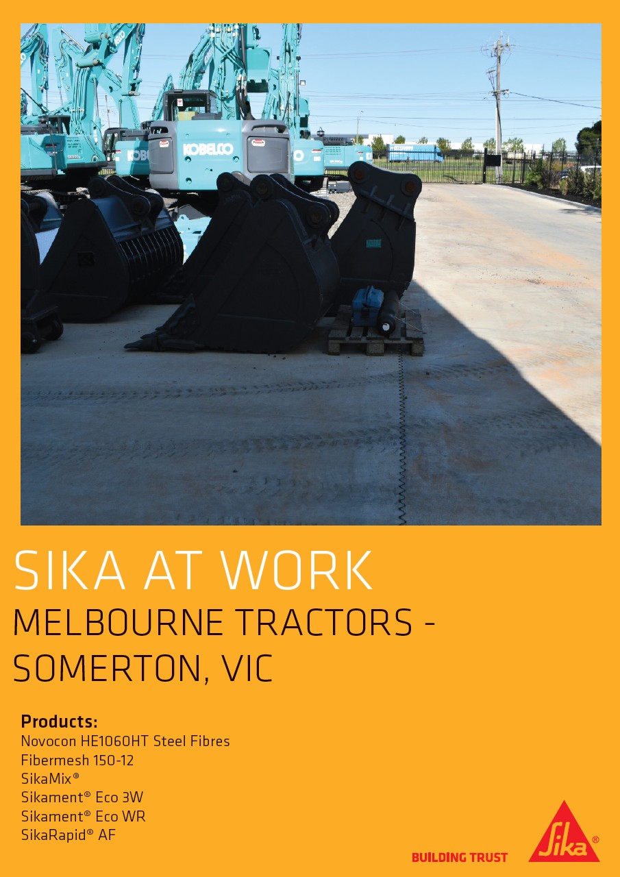 Melbourne Tractors Heavy Machinery Showroom Concrete Slab with Fibers in Australia